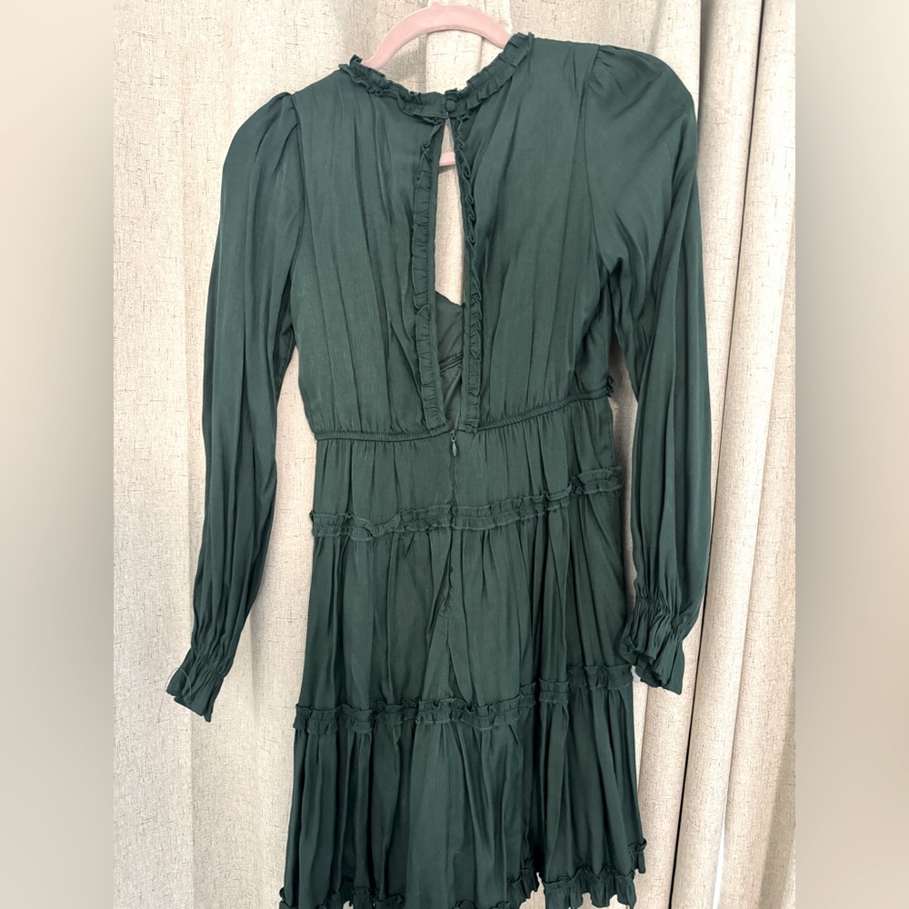 Long Sleeve Dress with Open Back in Hunter Green - Picture 5 of 7